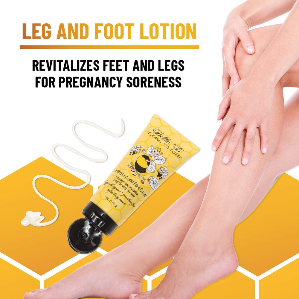 Bella B Tummy To Toes application shows soothing, cooling skin feel.