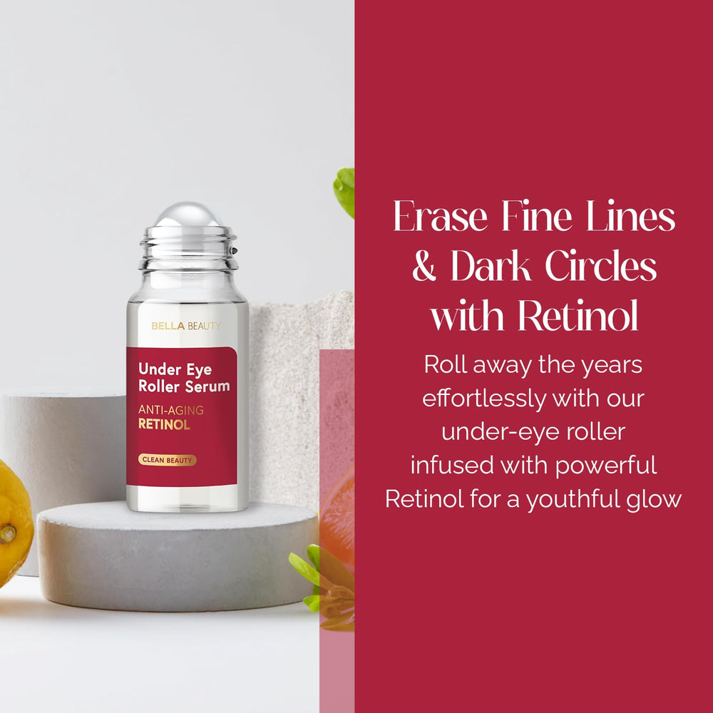 Bella Beauty eye roller close-up showing cooling applicator for refreshed under-eye skin