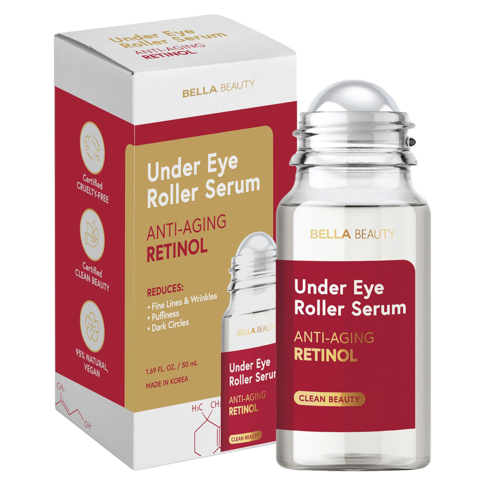 Bella Beauty retinol under eye serum roller close-up for smooth application