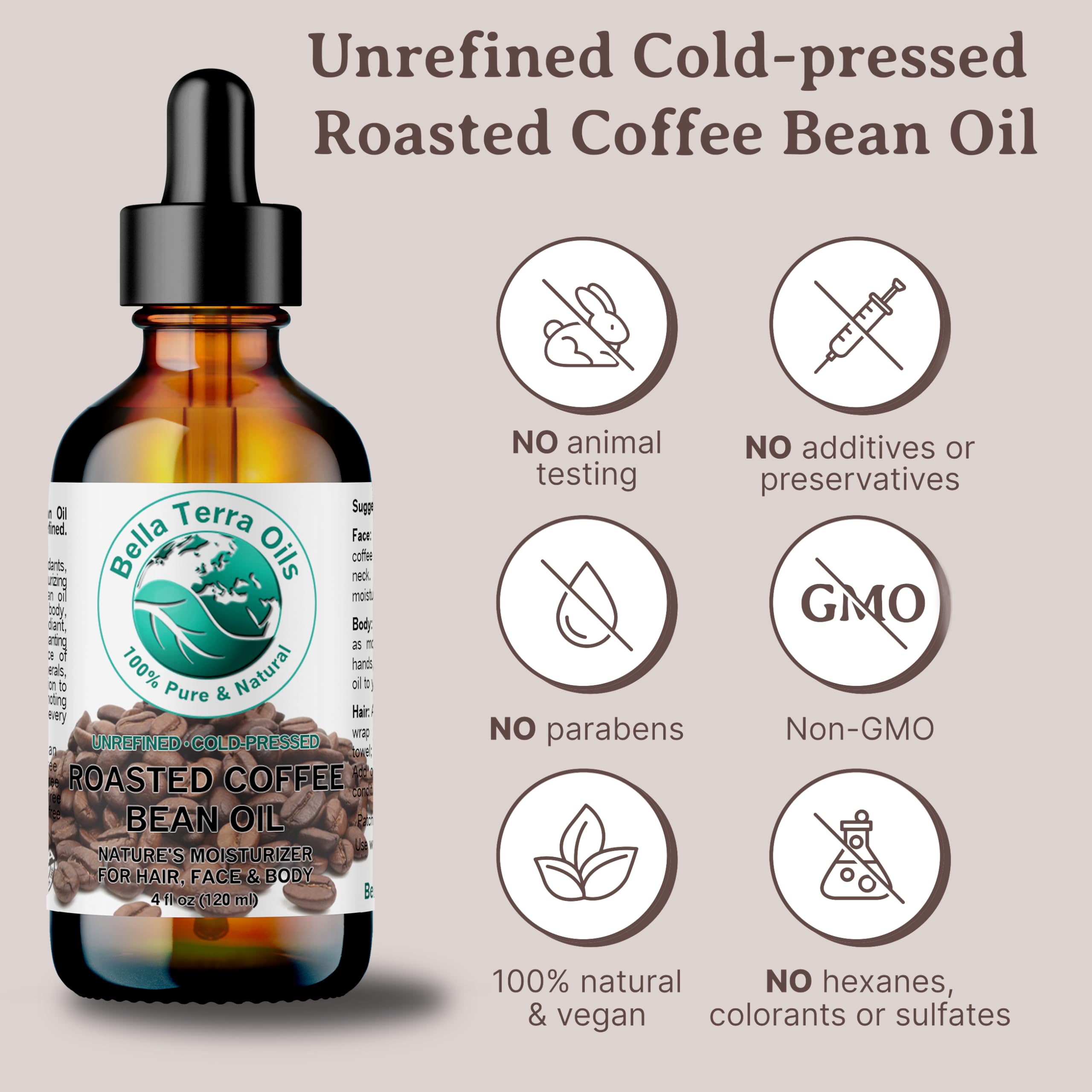 Bella Terra Oils amber glass bottle preserves freshness and premium feel.