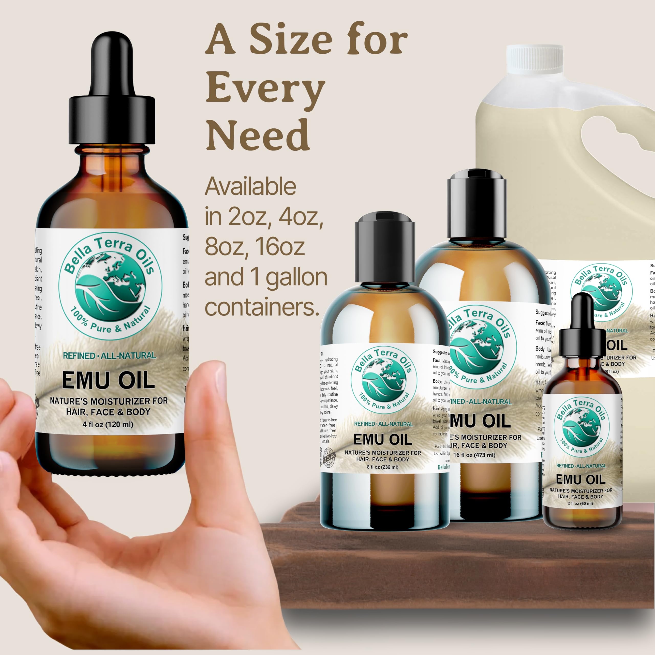 Post-shower use of Bella Terra Emu Oil for massage-ready moisture