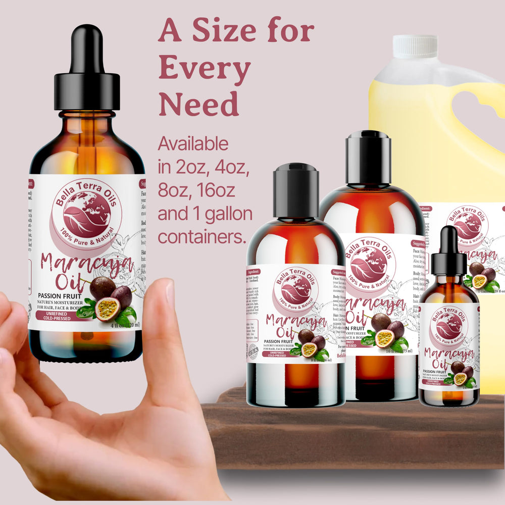 Bella Terra Oils Maracuja oil color hints at tropical nourishment.