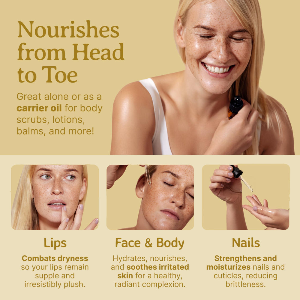 Marula oil applied to hair ends for shine