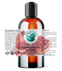 Bella Terra Oils pomegranate seed oil amber glass bottle showcases premium skincare.