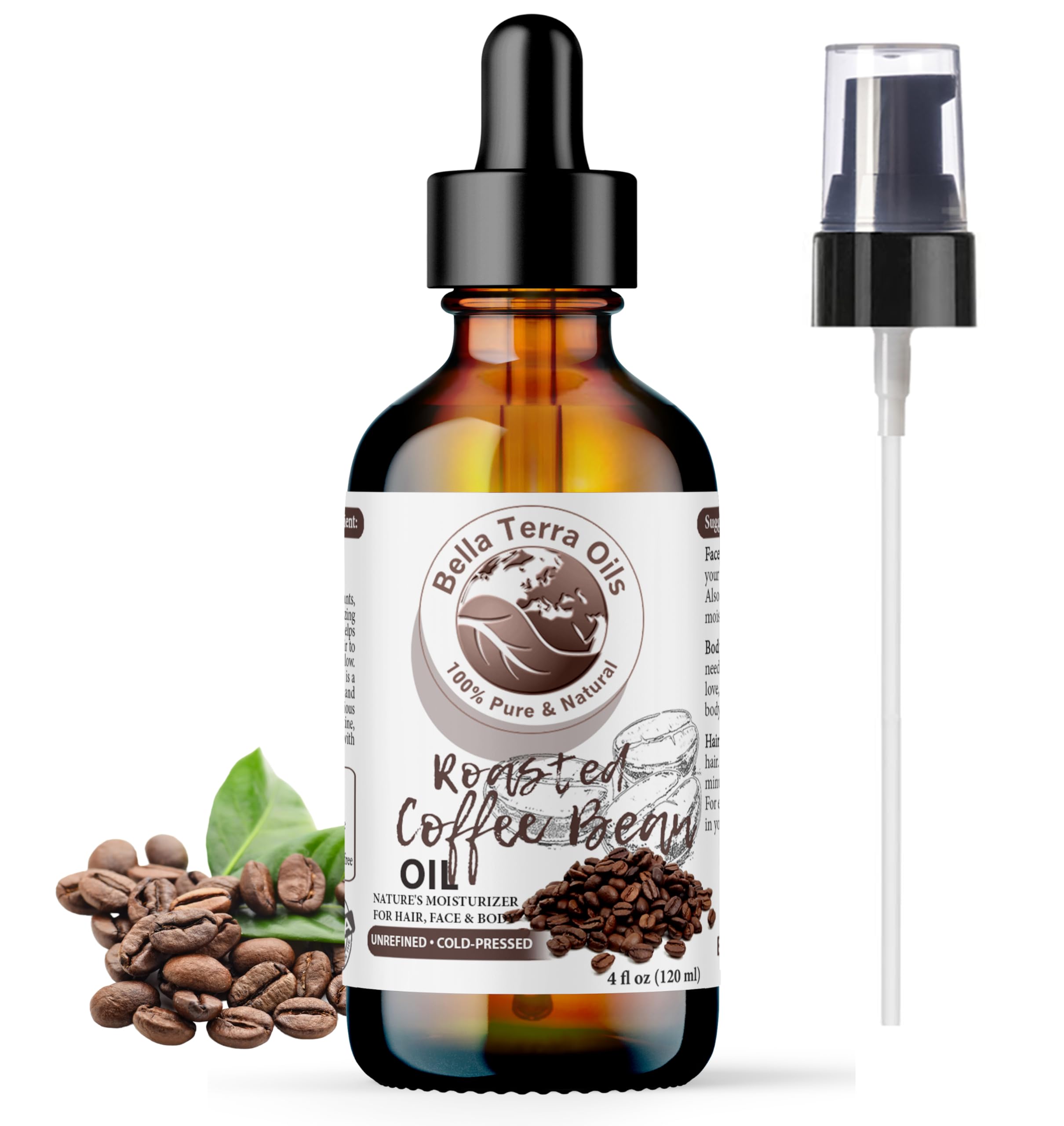 Bella Terra Oils roasted coffee bean oil bottle with rich aroma for flavoring and aroma uses