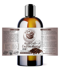 Bella Terra Oils roasted coffee bean oil pour action demonstrates easy application.