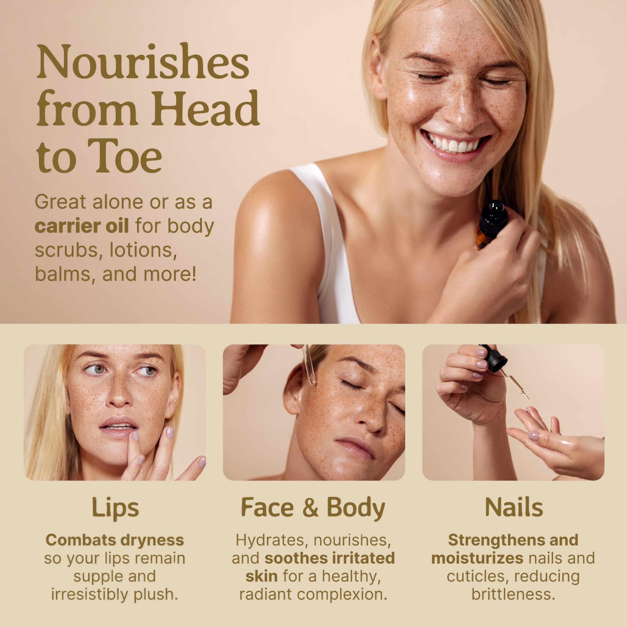 Bella Terra Oils Skin application on hands or face demonstrates natural glow enhancement.