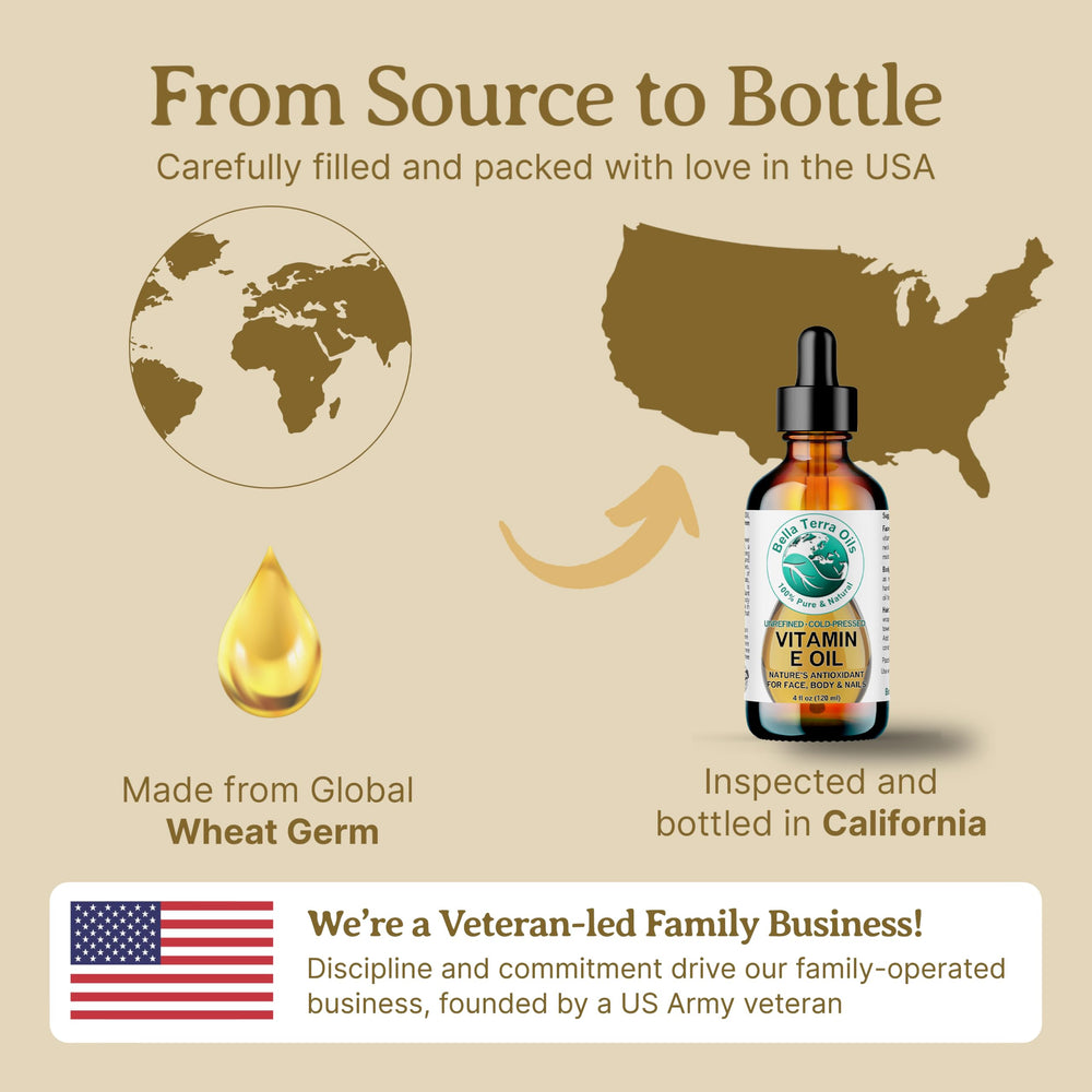 Bella Terra Oils Vitamin E Oil on face demonstrates gentle daily-use care.