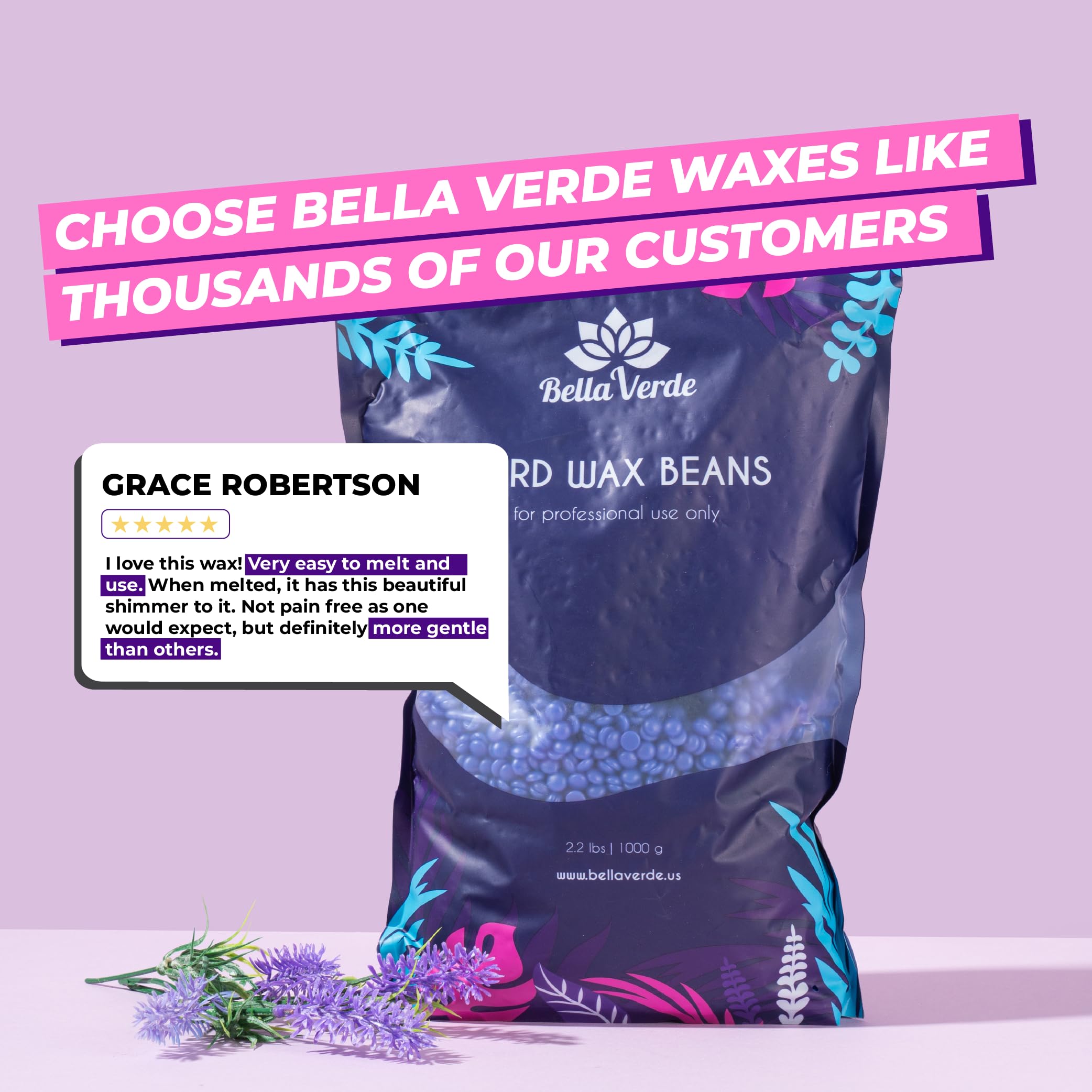 Bella Verde stripless wax removal enables easy at-home waxing.