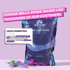 Bella Verde stripless wax removal enables easy at-home waxing.