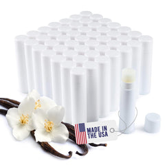 Belladonna lip balm bulk vanilla tubes ready for custom labeling at events
