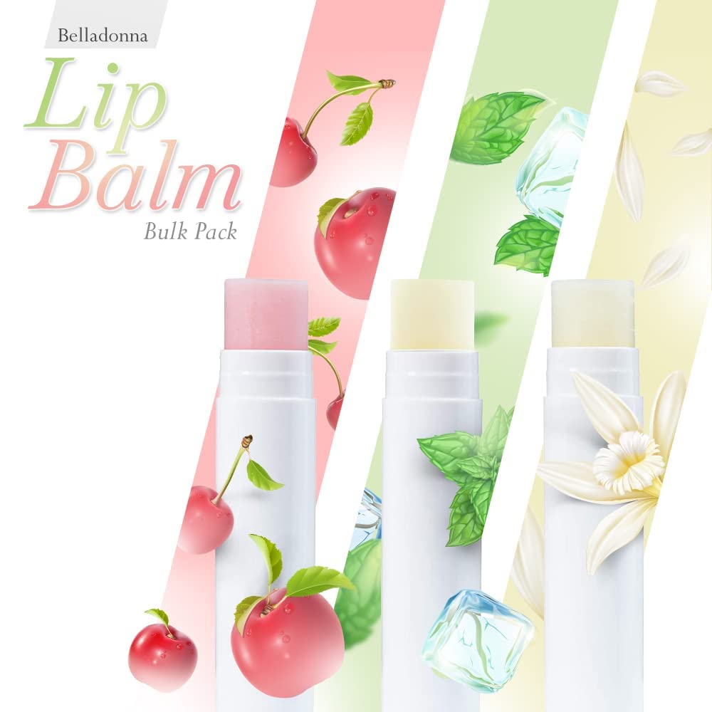Belladonna peppermint flavor lip balm tube for events.