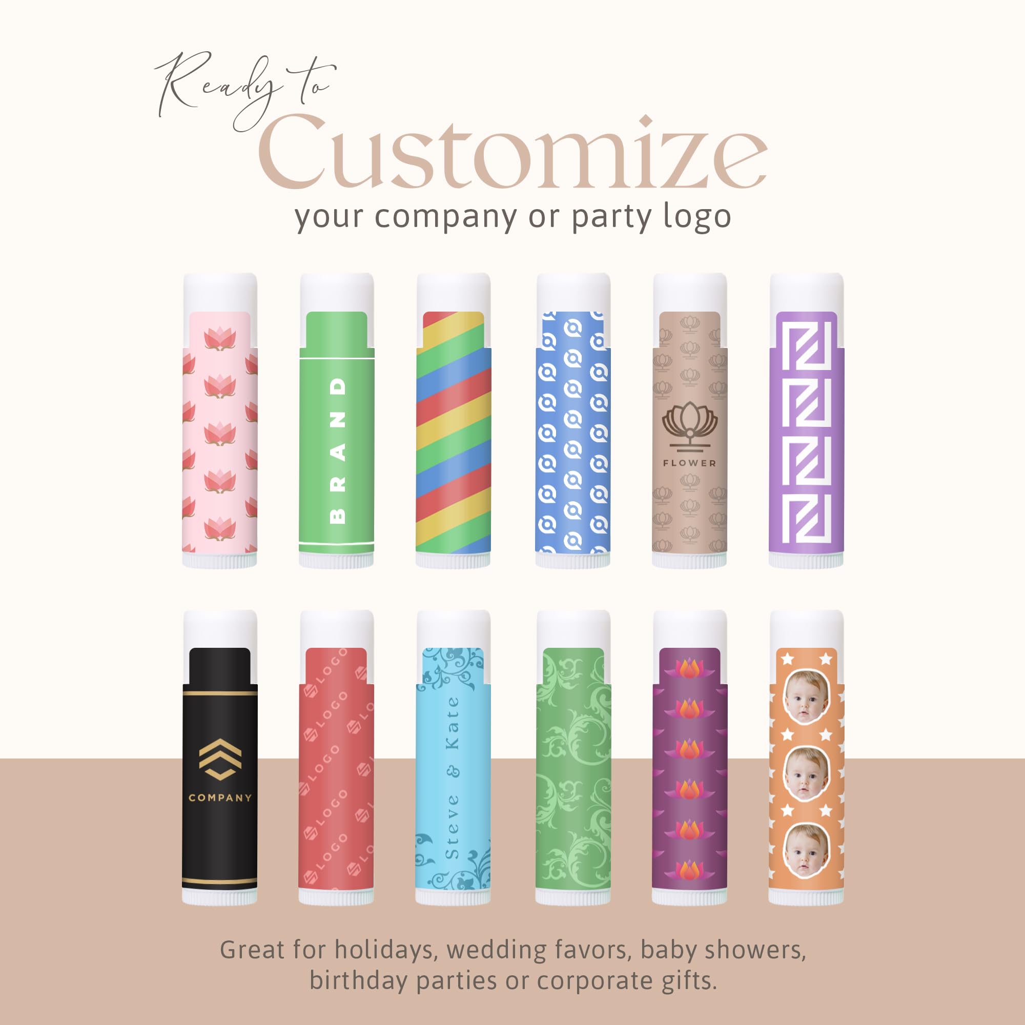 Belladonna vanilla flavor lip balm tubes ideal for weddings