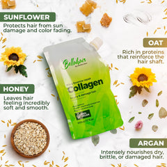 Bellahair botanical extracts close-up showing arnica, calendula, chamomile.