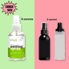 Bella Jade setting spray bottle with organic green tea offers fresh scent and quick-dry action