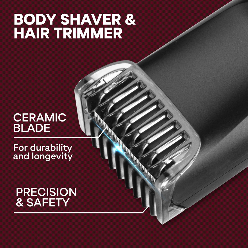 Vacutrim shaver showing integrated vacuum system for cleaner trimming.