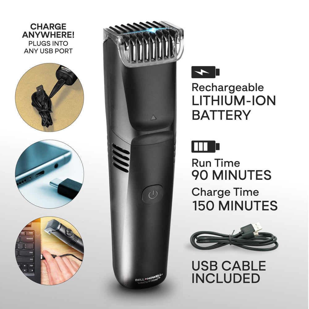 Vacutrim is travel-ready and compact for on-the-go grooming.