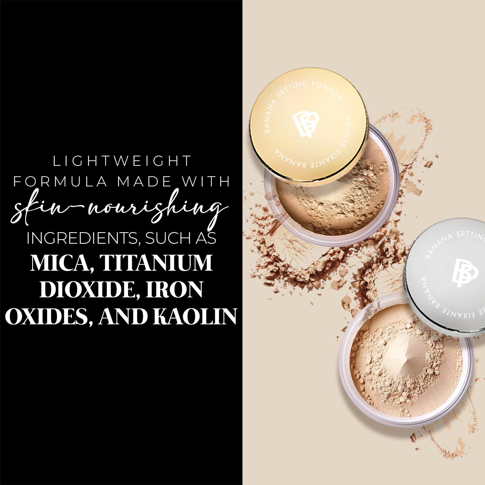 Bellapierre Banana Setting Powder under eye — minimizes shadows for a refreshed look.