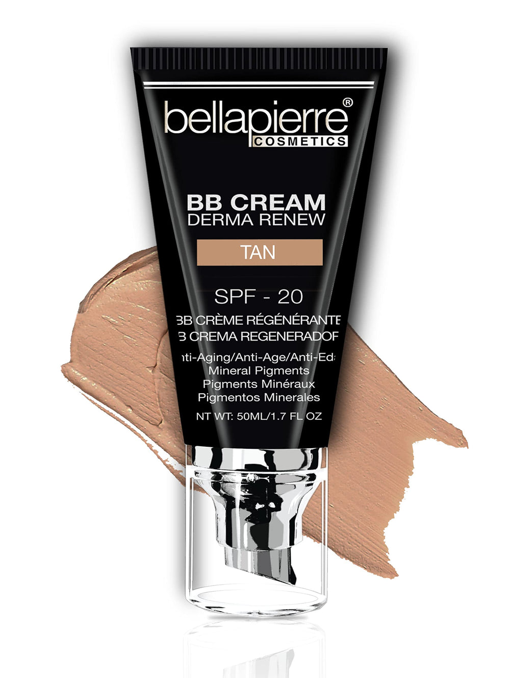 Bellapierre BB Cream SPF 20 front view with pump-top for easy all-in-one coverage.
