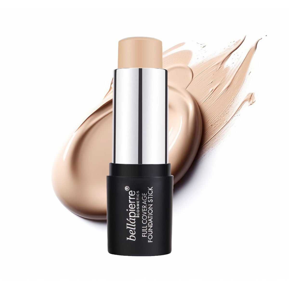 Bellapierre Foundation Stick compact demonstrates full-coverage matte finish for a flawless look on the go.