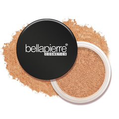 Bellapierre Mineral Foundation SPF 15 jar close-up shows buildable coverage for a natural finish.