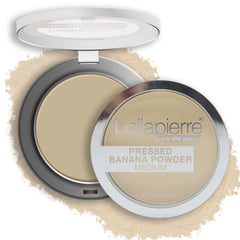 Bellapierre pressed banana setting powder compact for all-day color correction and a smooth finish.