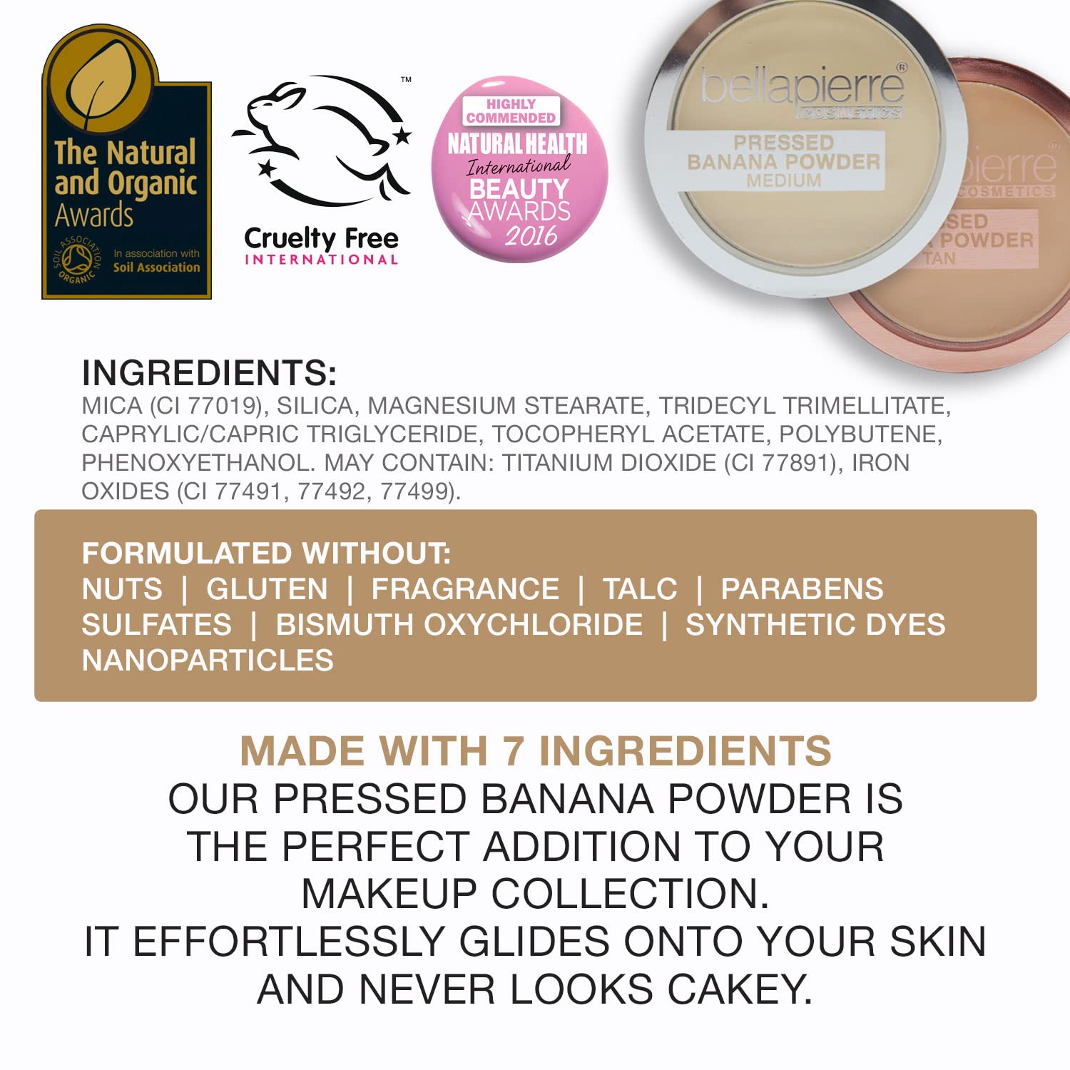 Bellapierre talc-free lightweight powder for smooth, buildable coverage.
