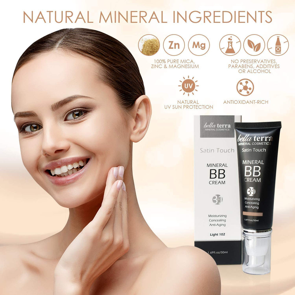 Bellaterra BB Cream Light 102 travel-friendly 1.69 oz size.