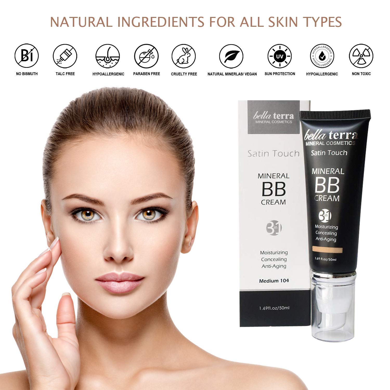 Texture crémeuse de la Crème BB Bellaterra pour un teint uniforme.