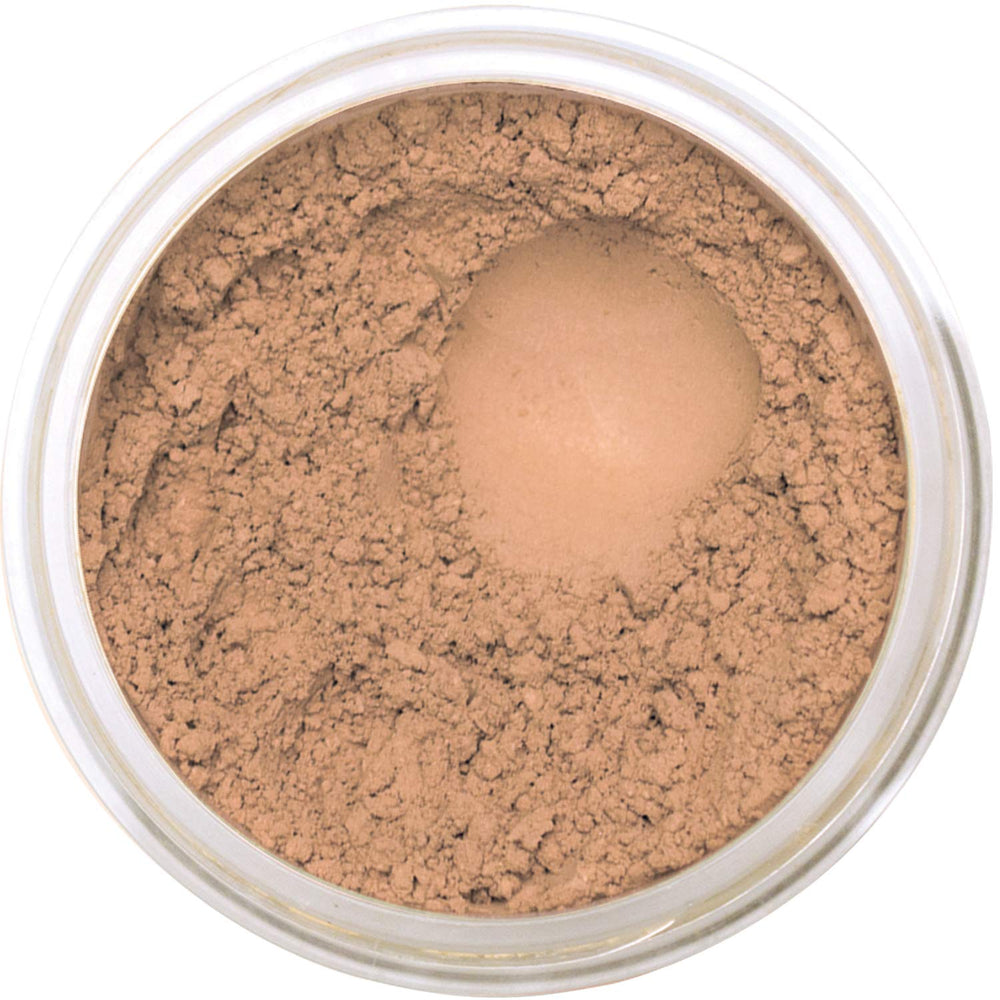 Bellaterra Cosmetics BellaTerra Mineral Foundation Honey jar close-up highlighting natural matte coverage.