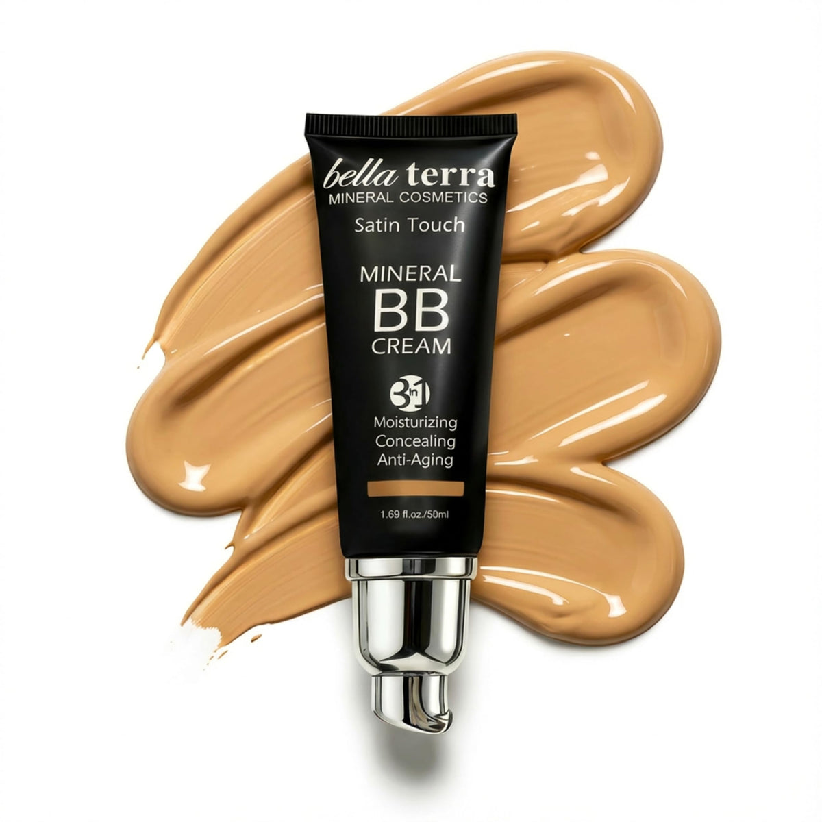 Bellaterra Cosmetics BB Cream Medium 104 bottle showing lightweight tinted coverage for all-day balance.