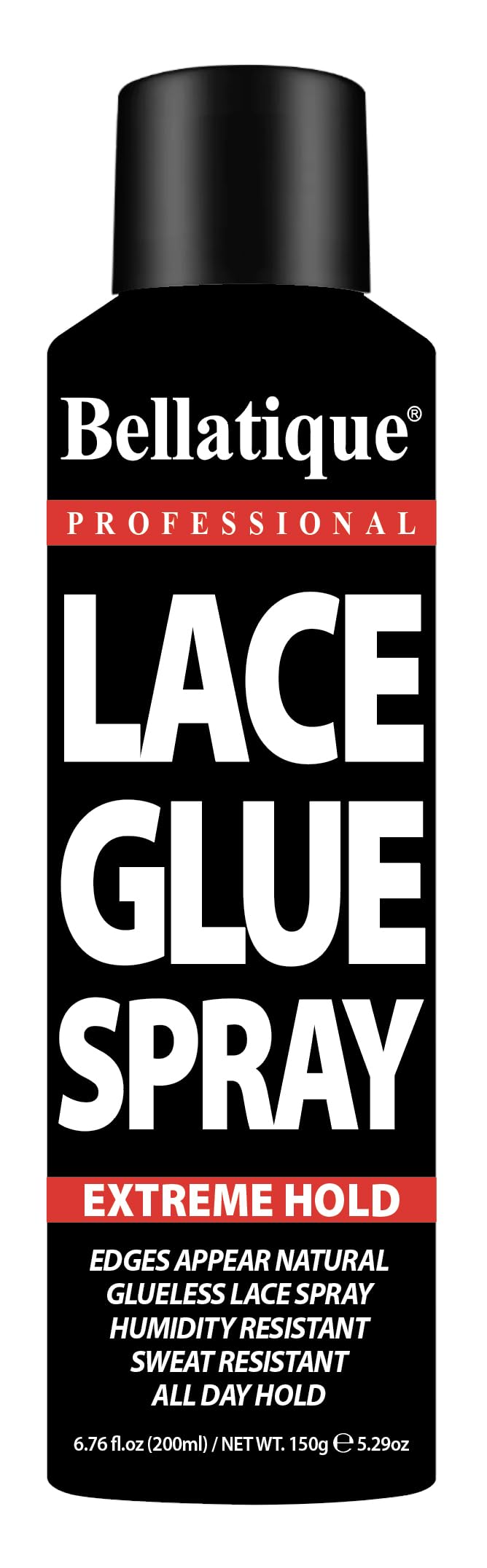 Bellatique Lace Glue Spray bottle delivering secure, long-lasting hold for lace fronts.