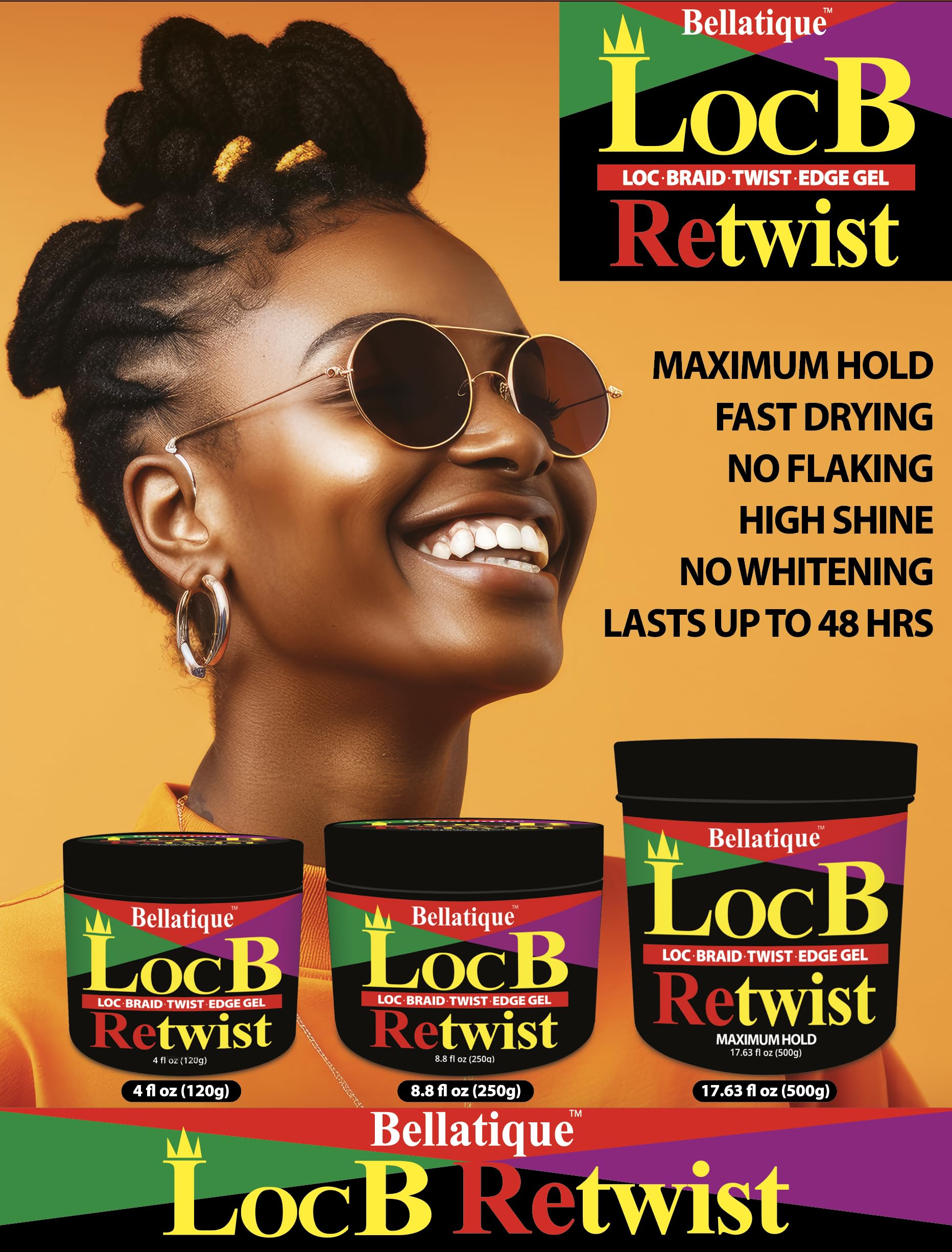 Hands applying Bellatique Loc B Retwist Gel during styling