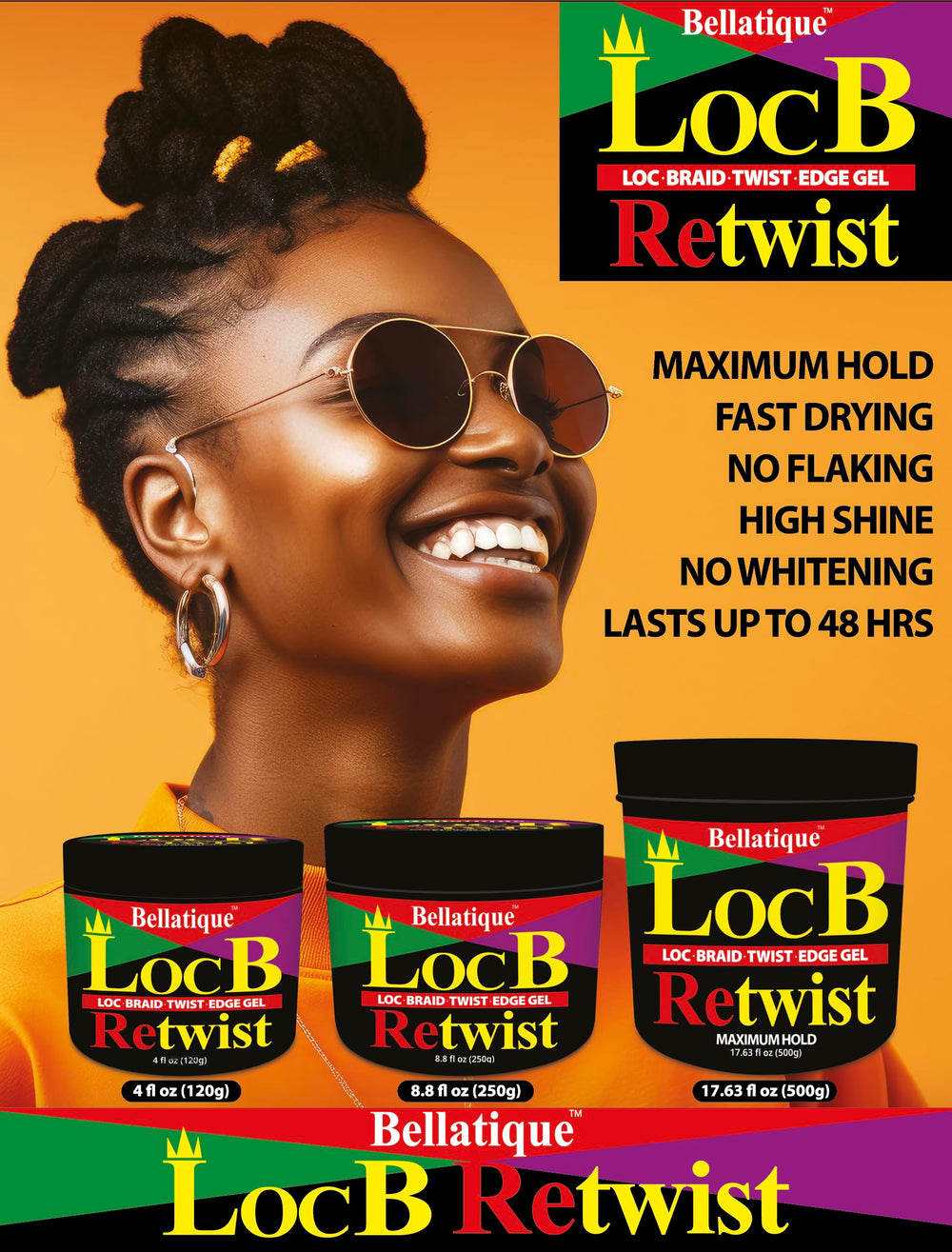 Hands applying Bellatique Loc B Retwist Gel during styling
