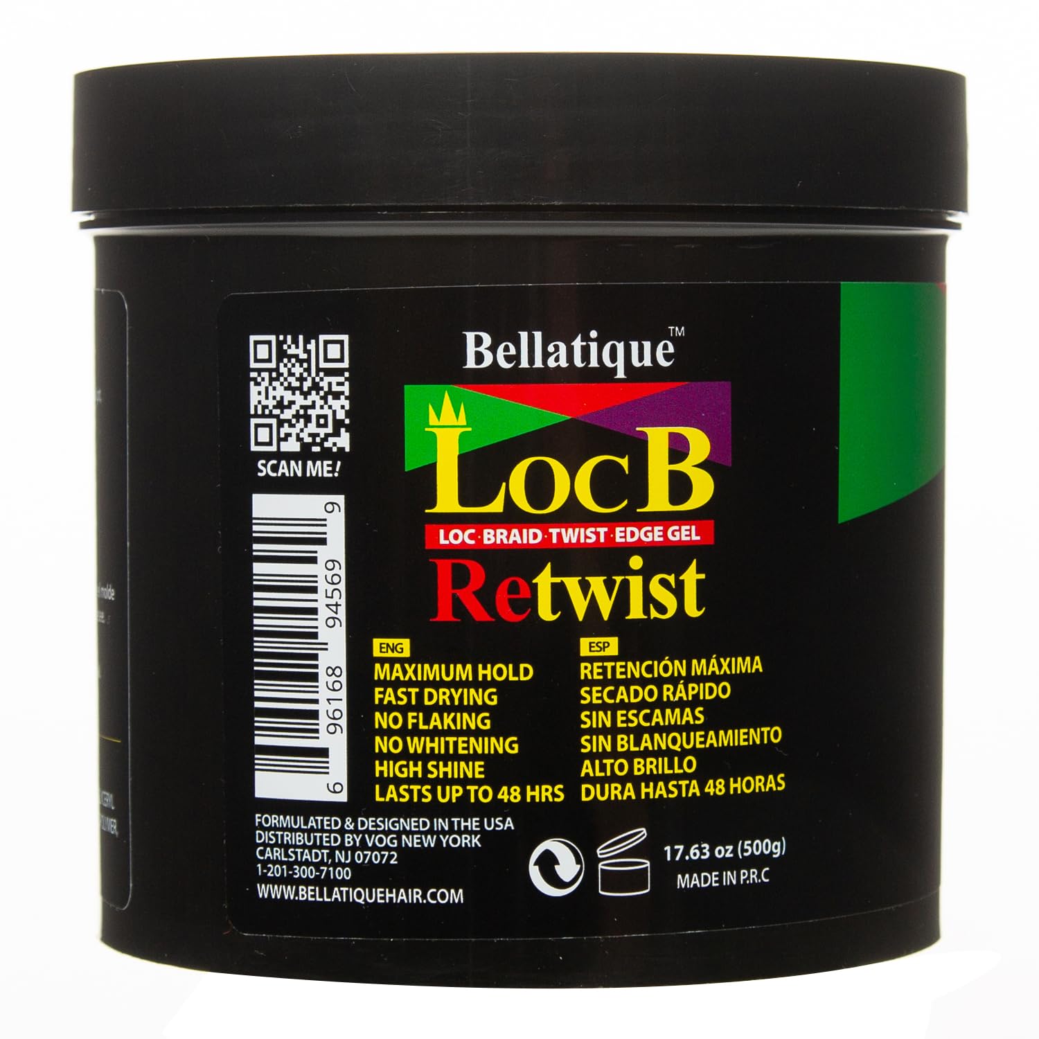 Bellatique Loc B Retwist Gel easy-glide formula reduces buildup.