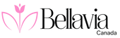 Bellavia Canada logo with a pink flower design on a white background