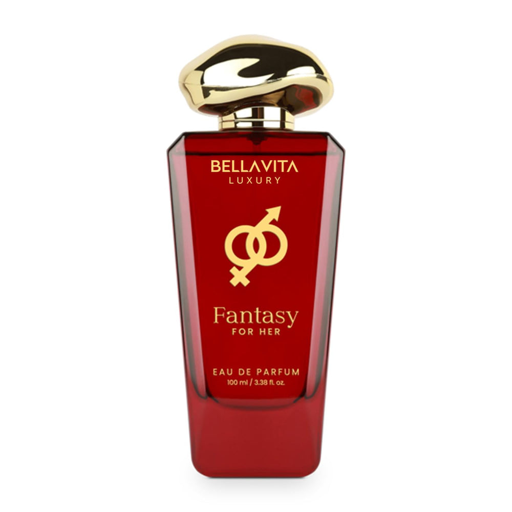 Bellavita Fantasy bottle on outer box presents luxury branding for premium feel.