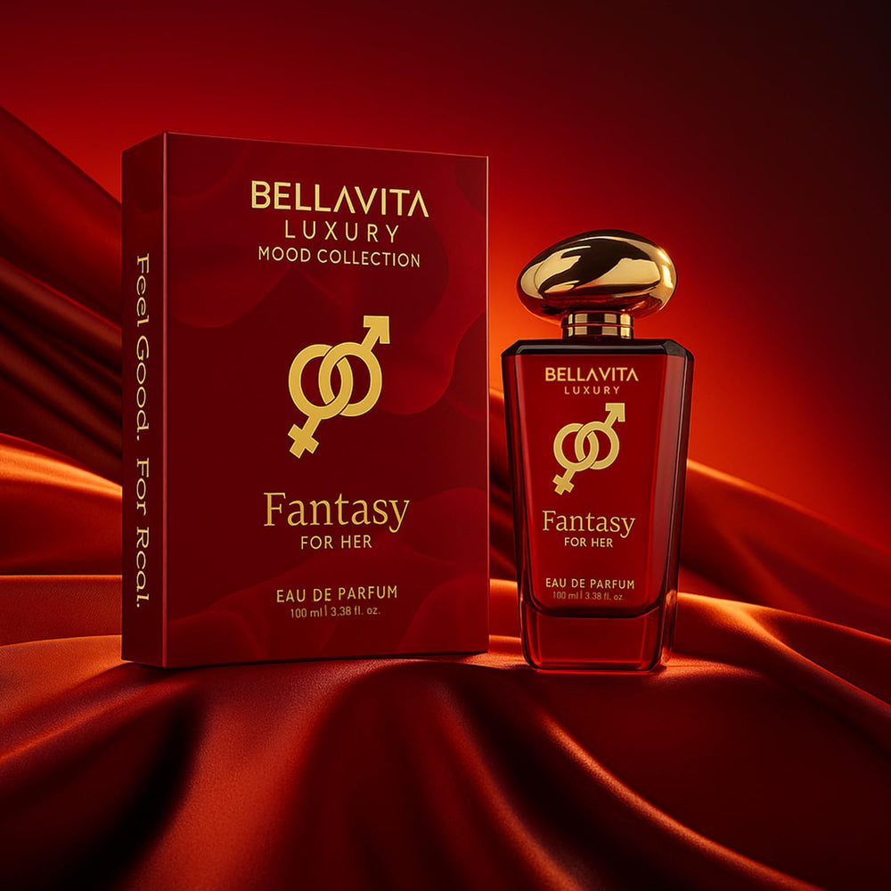 Bellavita Fantasy mini set display showcases versatile fragrance options.