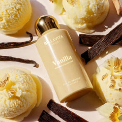 BELLAVITA Gourmet Vanilla EDP label; clear branding and IFRA-certified assurance.