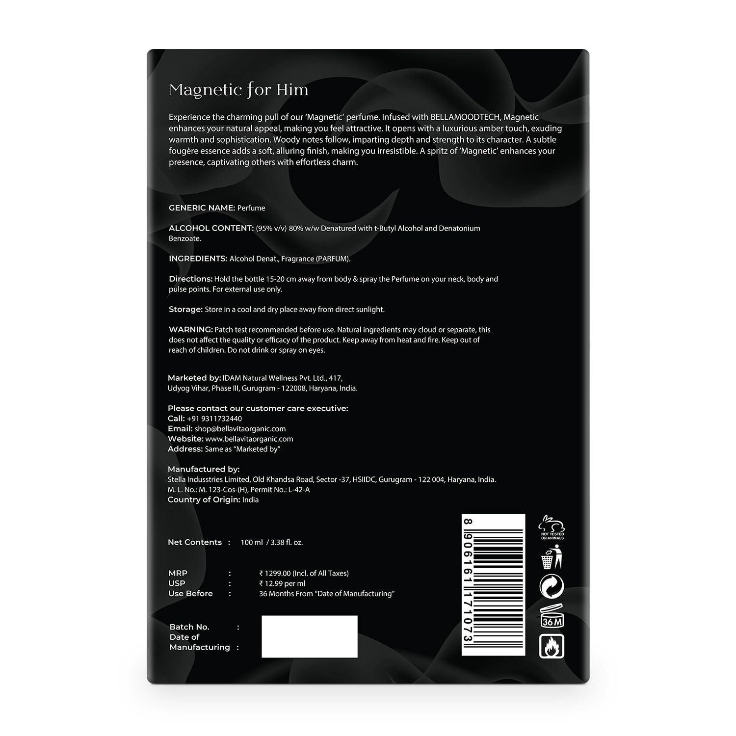 Travel-friendly 100ml size of Bellavita Magnetic for on-the-go refresh.