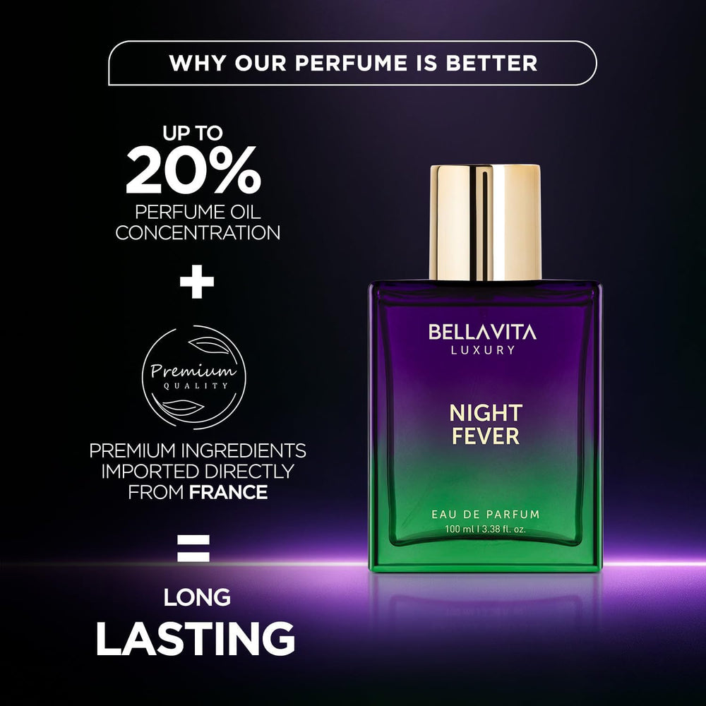 Bellavita Night Fever vanilla-note close-up hints warm base.