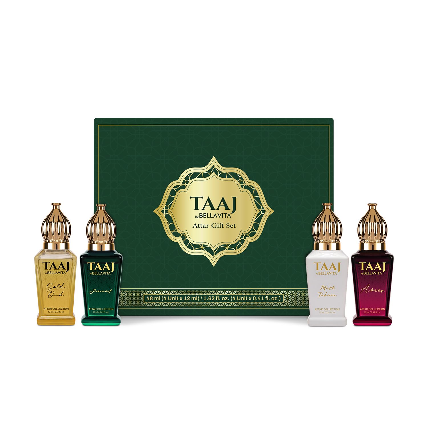 BELLAVITA Taaj Musk Tahara bottle close-up, soft musk for daily calm.