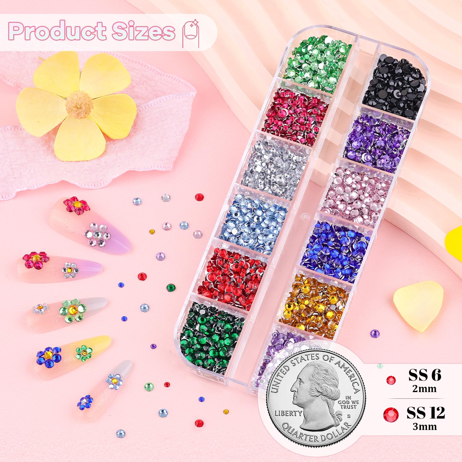 BELLEBOOST 12-grid organizer keeps colors separate for clean nail art