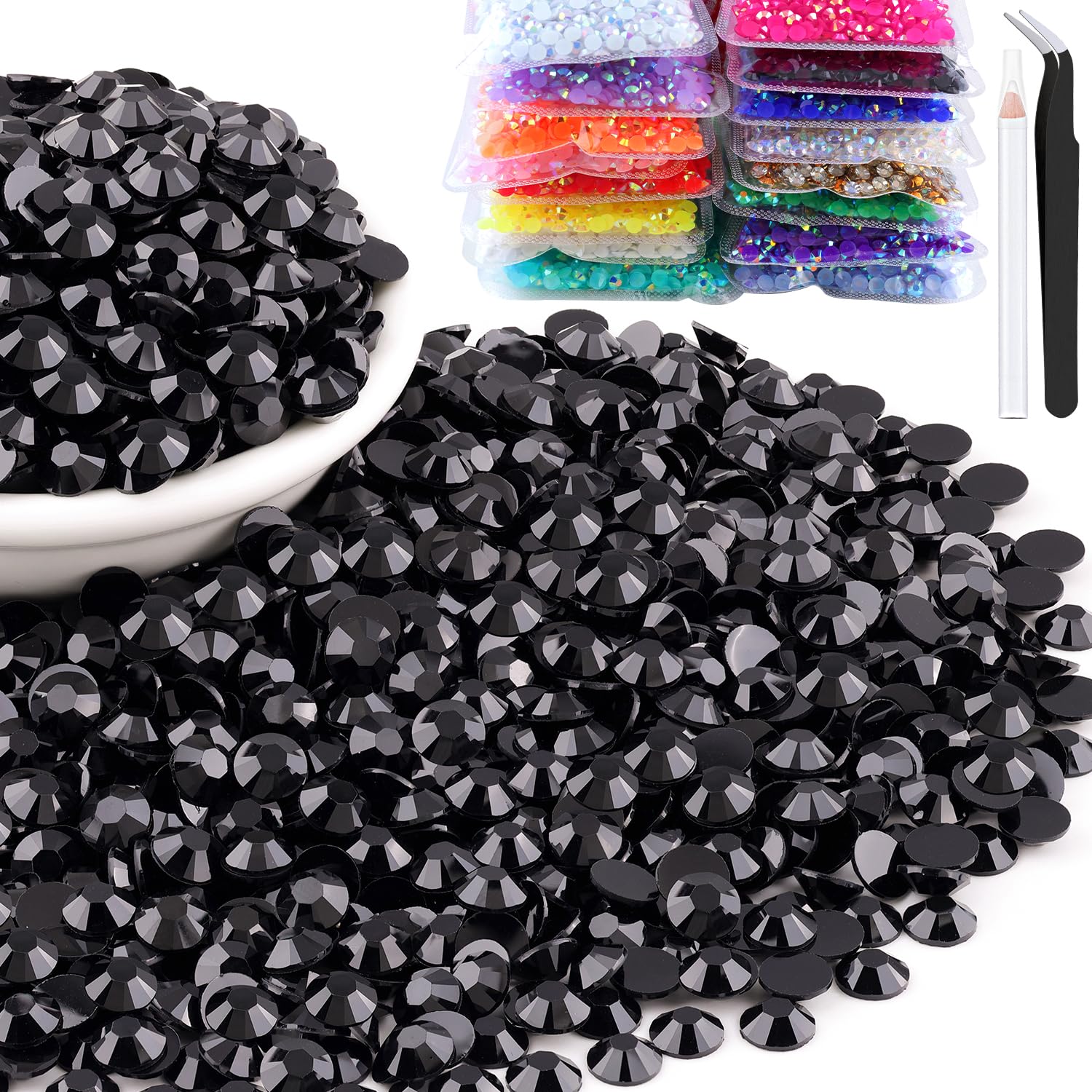 BELLEBOOST black flatback rhinestones 6mm adding bold sparkle to crafts and nails