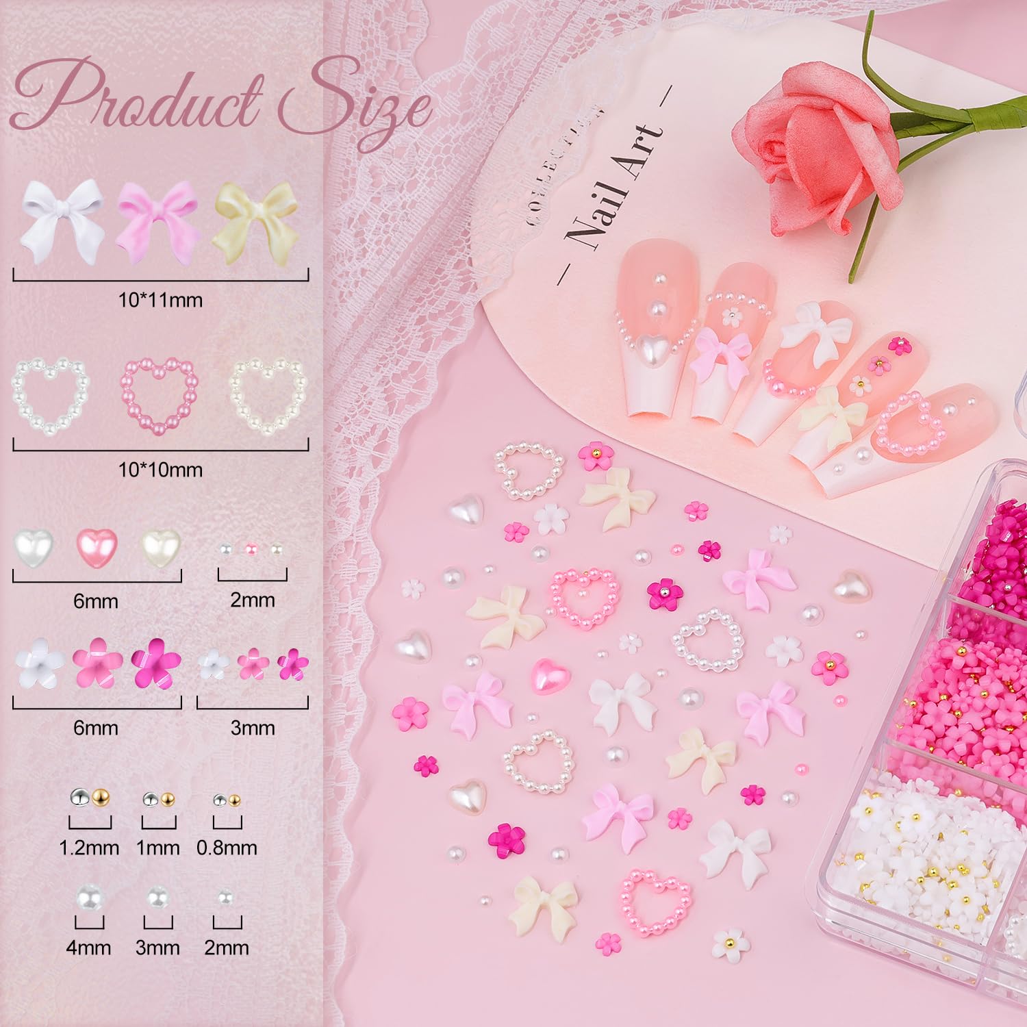 BELLEBOOST bow and heart charms provide elegant nail accents