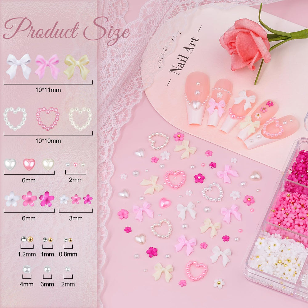BELLEBOOST bow and heart charms provide elegant nail accents
