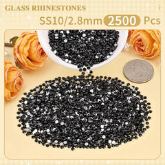 Close-up of BELLEBOOST jet black glass rhinestones showing facets and shine