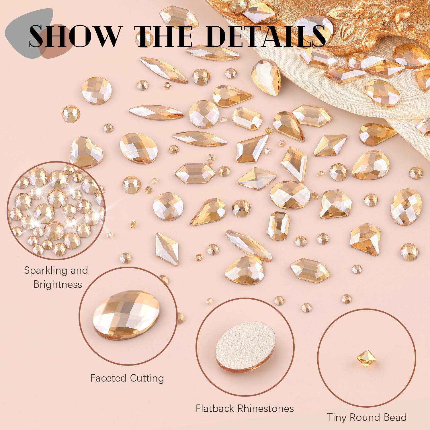 BELLEBOOST multi shapes rhinestones offer varied nail accents.