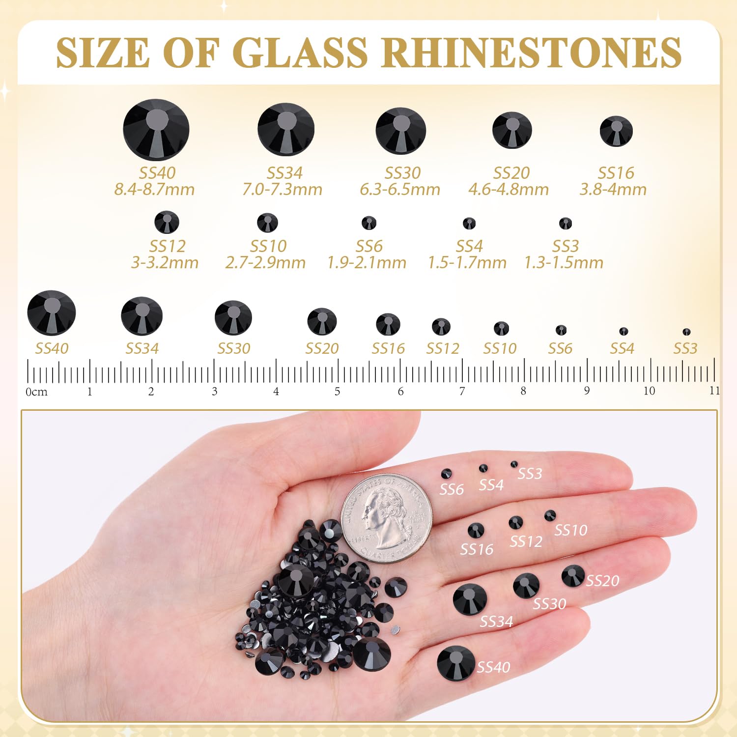 BELLEBOOST nail art rhinestones in jet black for glam manicure