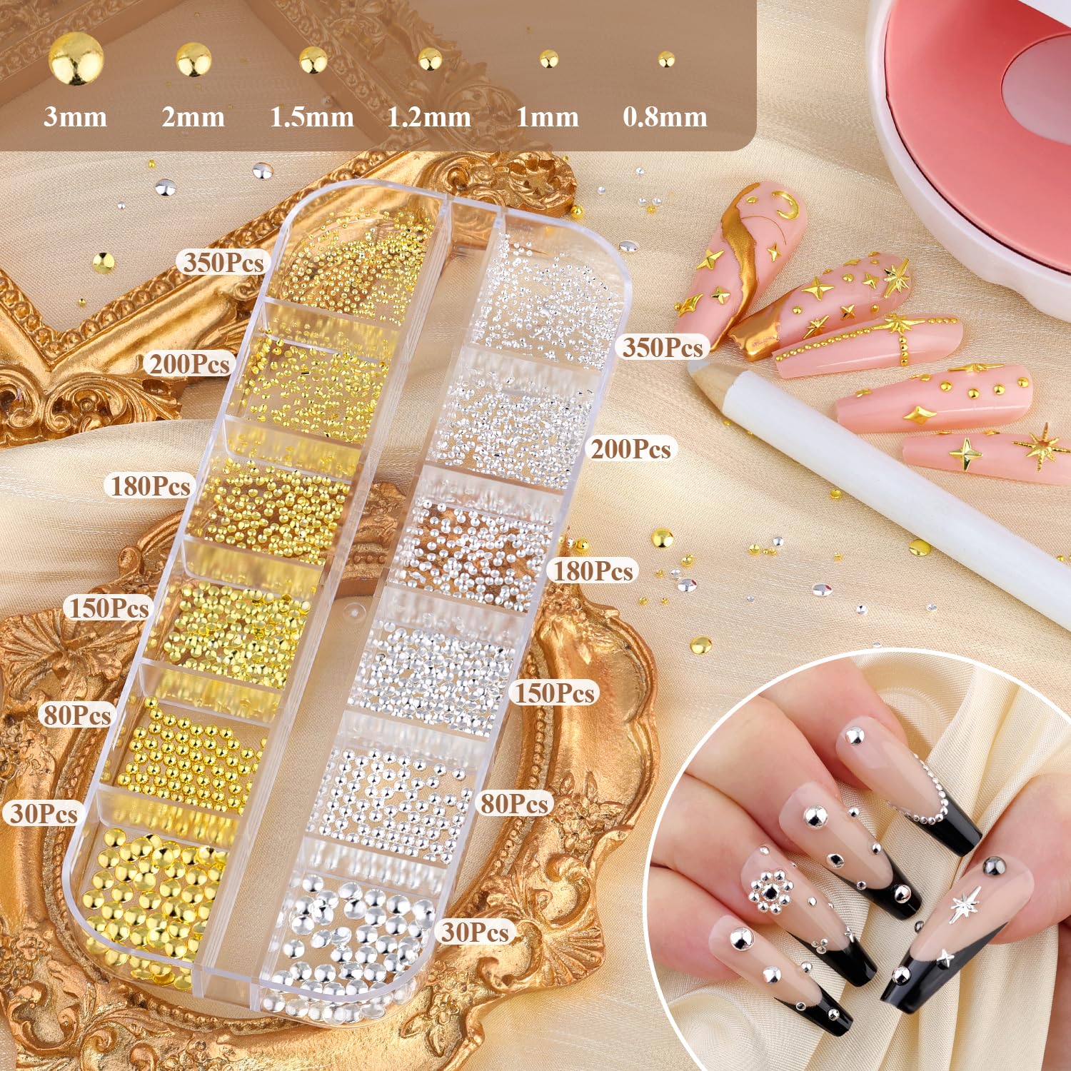 BELLEBOOST nail art tweezers for precise placement of tiny decorations.